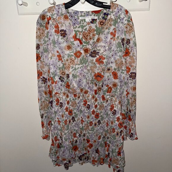 Veronica Beard "Saera" Floral Smocked Mini Dress - Women's US Size 8 - Picture 3 of 15